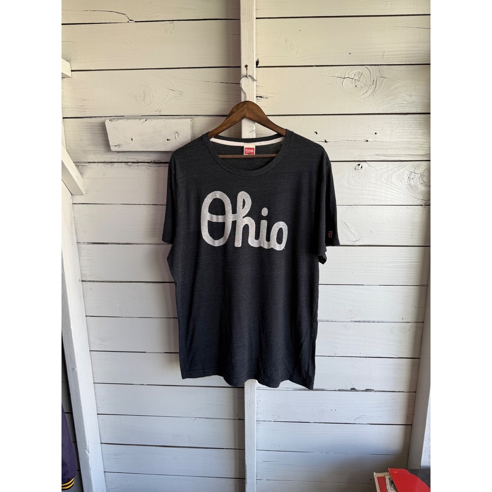 Homage Ohio Script T-Shirt Mens XL Charcoal Gray Heather Short Sleeve Tee